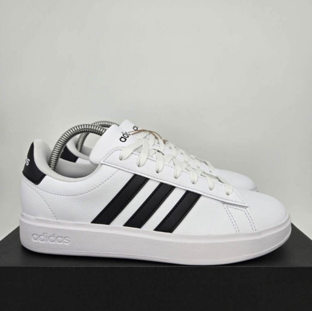 adidas Grand Court Cloudfoam Lifestyle Court Comfort White Black Shoes Size 7 - Picture 3 of 8